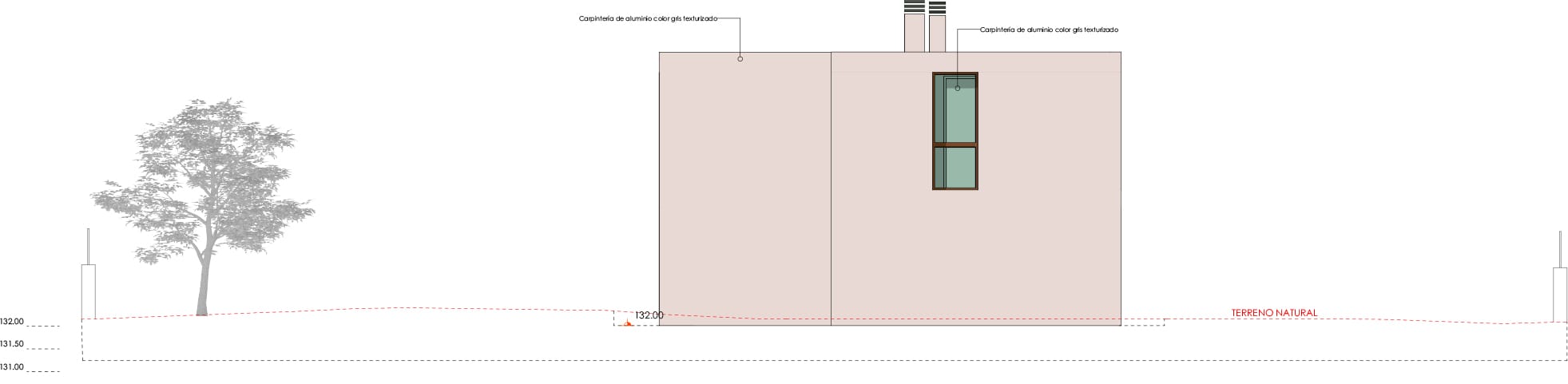 Plano vista trasera de la casa